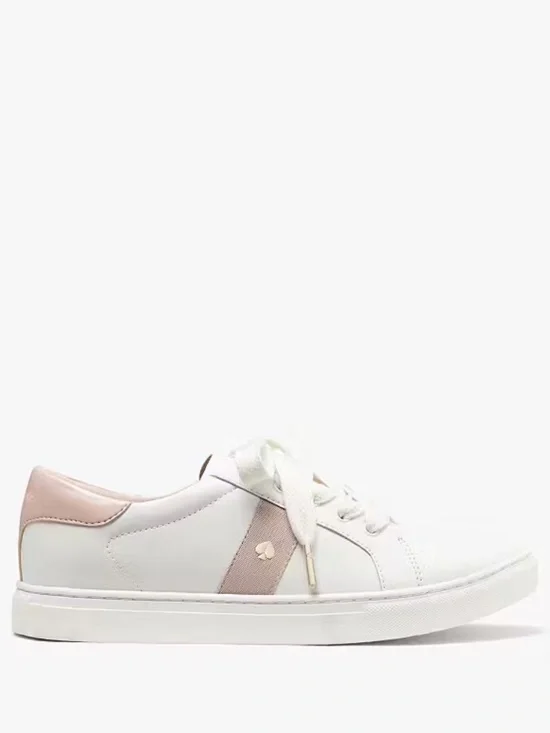 Kate Spade ♠️ New York Optic White Sneaker with Smoke Pink Detail - Picture 13 of 13